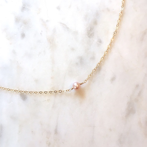 Genuine Freshwater Pink Pearl Necklace Choker - Picture 2 of 3
